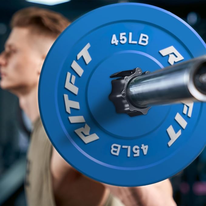 RitFit 2-Inch Magnetic Barbell Collars Locking Clamps - Heavy Duty Aluminum Alloy, Quick Release with Non-Slip TPR Pads for Olympic Weightlifting Powerlifting Training (Pair)