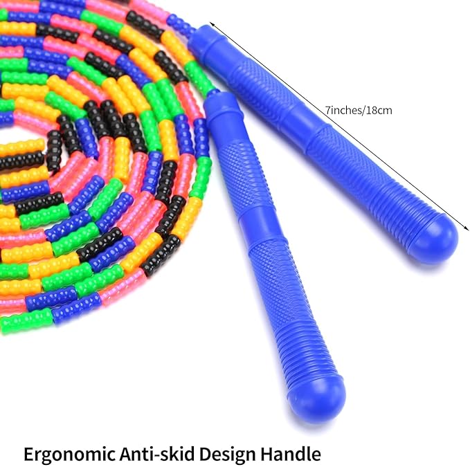 Dutch Jump Rope 16 FT 1 Pack/2 Pack, Long Soft Beaded Jump Rope, Adjustable Segmented Skipping Rope for Kids Adults, Multiplayer Jumping Rope for Fitness Outdoor