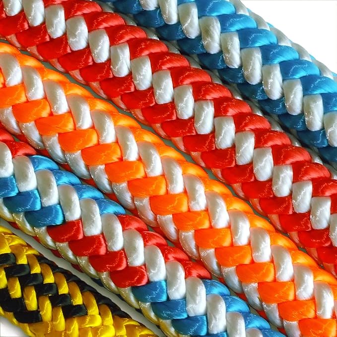 Pelican Rope 16-Strand Arborist Rope, 1/2 in (12.7 mm), 5400 lbs MBS, Static Climbing Rope, Rescue Operations, High Visibility, 150 ft, Tight Spliced Eye, Orange/White