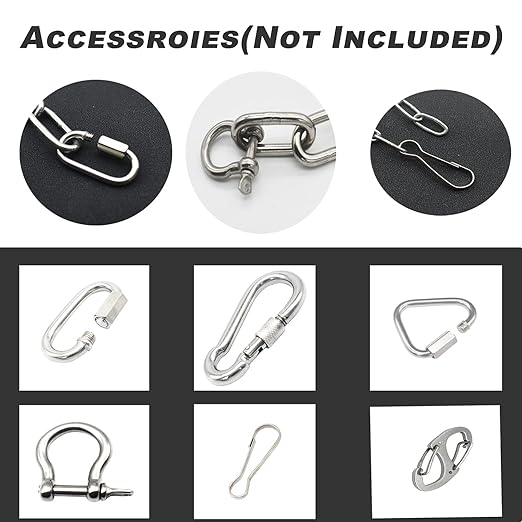 1/8 inch(3mm) Wire Diameter Stainless Steel Safety Chains 40 inch Long Link Rings Light Duty Coil Chain for Hanging Pulling Towing, 1/8"x 40" (2Pcs)