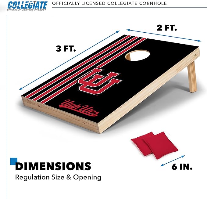 2' x 3' Solid Wood Cornhole Set with Direct Print HD Team Graphics – Great Gift for Any NCAA Fan! Bean Bag Toss Family Outdoor Games