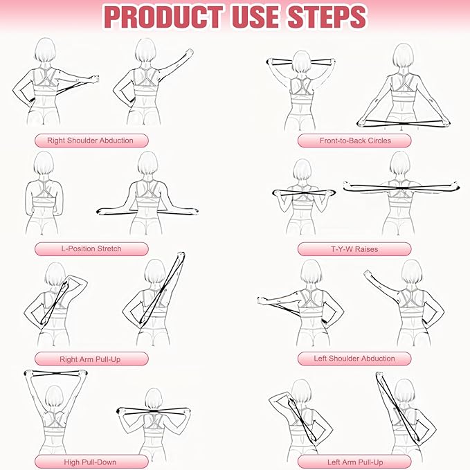 2PC Figure 8 Exercise Bands for Women Men, Victoriousact Resistance Bands, Fullbody Yoga Pulling Rope with Handles for Glutes, Back, Chest Expander Strap