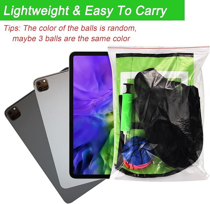 Trampoline Basketball Hoop with Pump and Mini Ball, Waterproof, Sunscreen Soft Materials, Easy to Assemble Sturdy for Dunk Fit, Trampoline Accessory