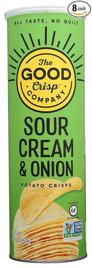 The Good Crisp Company, Sour Cream & Onion Flavor Potato Crips, 5.6 Oz (Pack of 8)