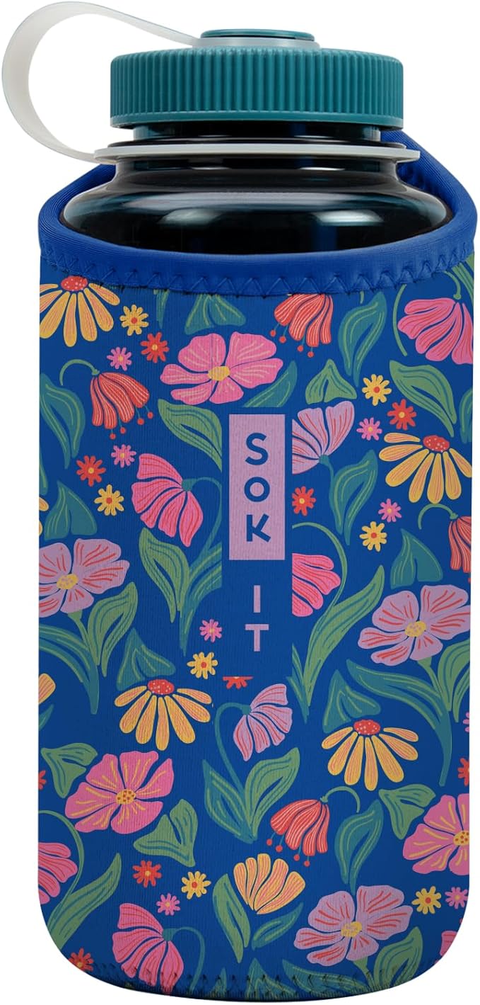 Sok It BotlSok Water Bottle Sleeve Insulated Neoprene Cover (Fairy Flora, Fits 32oz Nalgene)