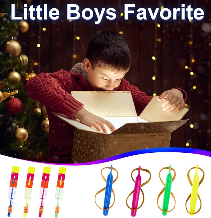 60pcs Led Arrow Helicopter Flying Toy Party Fun Gift Elastic Slingshot Flying Copters Birthdays Summer Day Party Favors Outdoor Game for Kids