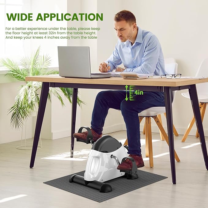 Sportneer Under Desk Bike Pedal Exerciser: Mini Exercise Bike Portable Peddler Sitting for Seniors with LCD Display Arm & Leg Bike Pedals Exerciser with Anti-Skid Mat for Home Office