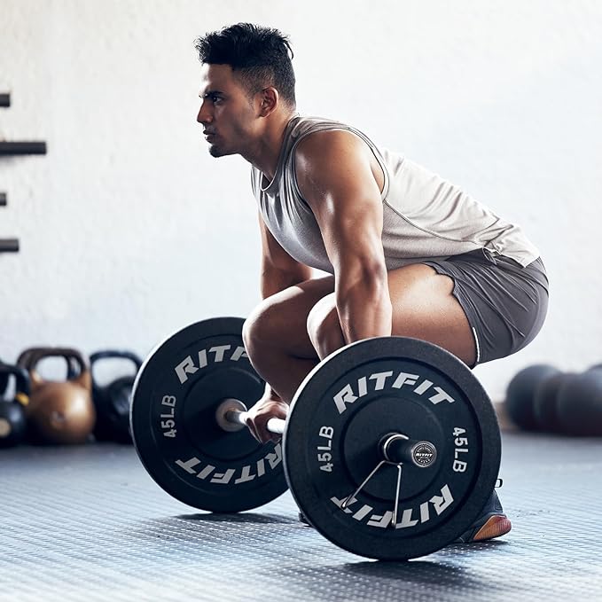 RITFIT Olympic Barbell 4ft/4.8ft/6ft - 2 Inch Weight Bar for Strength Training, Weightlifting, Squat, Deadlift, Bench Press, Curl, Overhead Press - 350lbs/500lbs Capacity