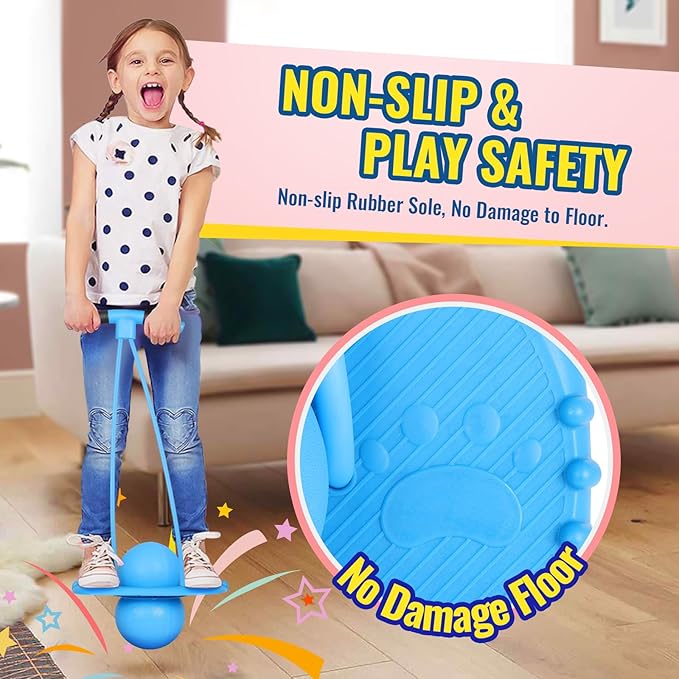 FAHKNS Pogo Ball for Kids - Sturdy Pogo Stick AlternativeοΌJumping Toy for Ages 4-12 with HandleοΌSafe Hopper Ball for Outdoor Play, Boys & Girls