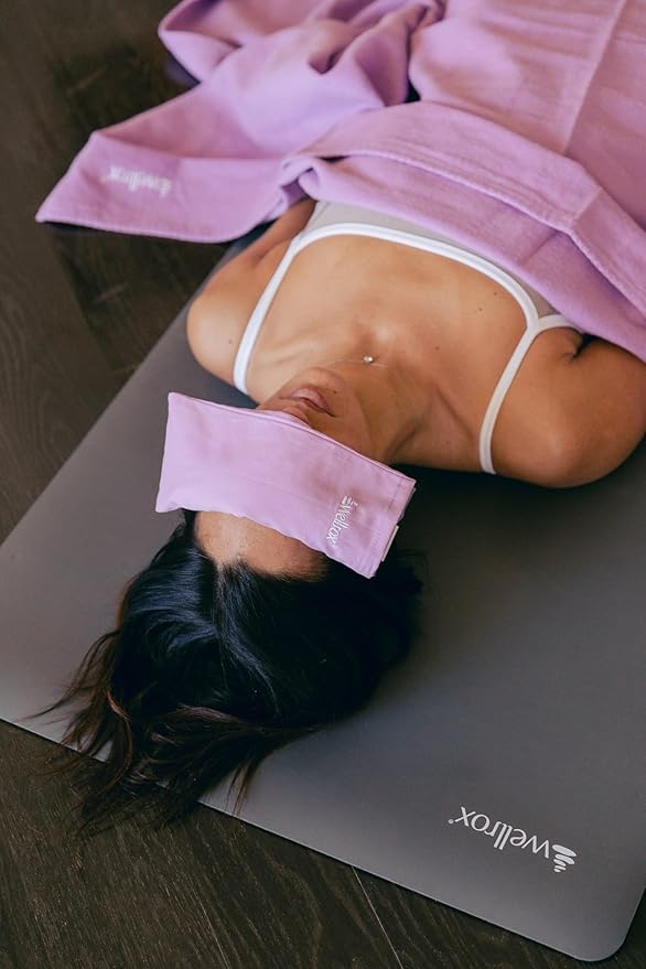 Weighted Eye Pillow - Flaxseeds & Lavender Eye Pillow Weighted for Restorative Yoga, Meditation & Stress Relief (Lavender, Scented)