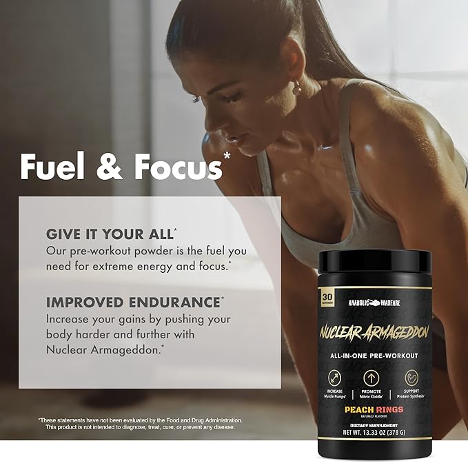 Anabolic Warfare Nuclear Armageddon Pre Workout Powder Pre-Workout for Men & Women with L-Citrulline, Beta Alanine Powder and Caffeine (Fruit Explosion - 30 Servings)