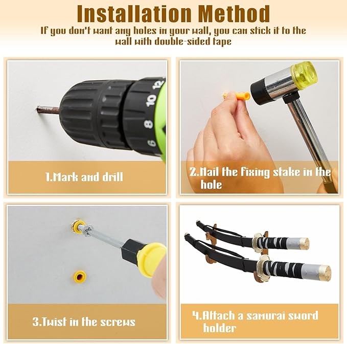 Chunful 2 Pcs Sword Wall Mount Sword Holder Katana Stand 1 Tier Hanger Adjustable Wooden Mounts for Samurai (7.01 x 2.3 x 1.22 Inches,Old Brown)