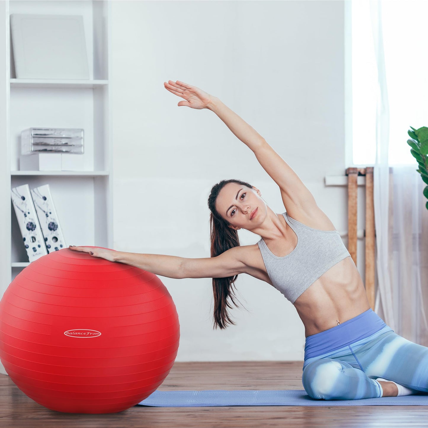 Fitvids Anti-Burst and Slip Resistant Exercise Ball Yoga Ball Fitness Ball Birthing Ball with Quick