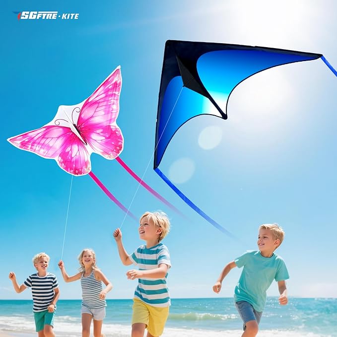 3 Piece Set Butterfly Delta Octopus Kites for Kids and Adults,Easy to Fly for Outdoor Adults Children Line Kite for Kids Toy (3 Gradient Grassland+2 Butterfly, 5)