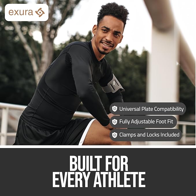 Exura Tib Bar and Bar Clamps - 2 and 1 Inch Adjustable Plates with Anti-Slip Pin Locks - Designed for Tibialis Training & Calf Raises Trainer, Tibialis Trainer, Tibialis Bar, Atg Tib Bar, Tib Raise