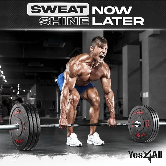 Yes4All 2" Bumper Plate, 10-190 LB Olympic Rubber Weight Plate with Steel Hub for WeightLifting, Strength Training, Home Gym, Less Impact, Absorb Bounce & Shock, Multiple Options