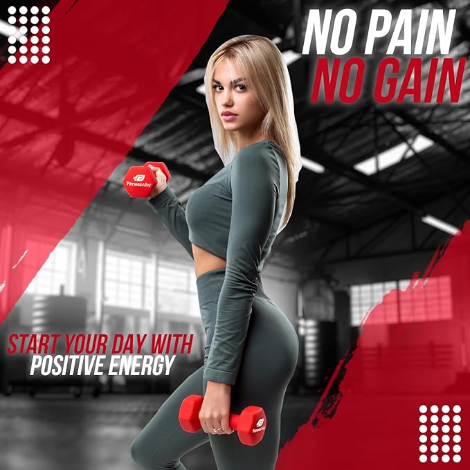 Neoprene Coated Workout Dumbbells set of 2 – Anti Roll, Non Slip with Smooth Grip Fitness & Exercise Dumbbells – Hexagon Shaped Hand Weights for Women & Men – Best Choice for Gyms & home use