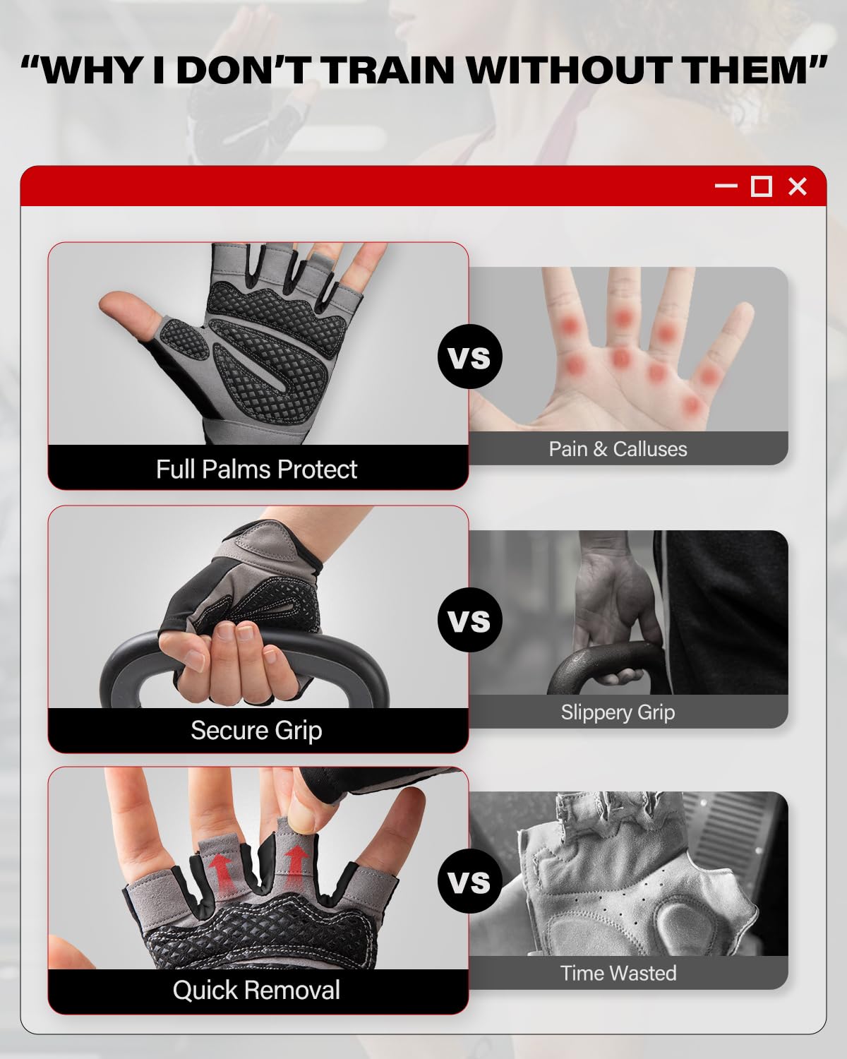 VINSGUIR Workout Gloves for Men and Women, Weight Lifting Gloves with Excellent Grip, Lightweight