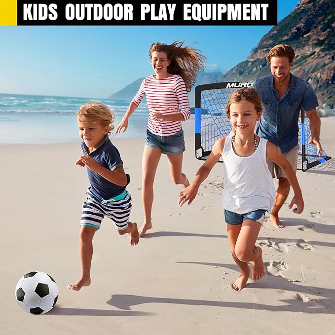 Soccer Goal, Kids Soccer Goals for Backyard Set, 2 Pack of Portable Pop Up Soccer Net with Soccer Ball, Cones, Complete Training Equipment for Youth, Toddler Outdoor Sports Games