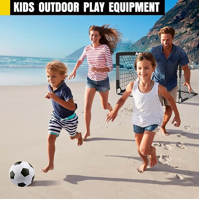 Soccer Goal, Kids Soccer Goals for Backyard Set, 2 Pack of Portable Pop Up Soccer Net with Soccer Ball, Cones, Complete Training Equipment for Youth, Toddler Outdoor Sports Games