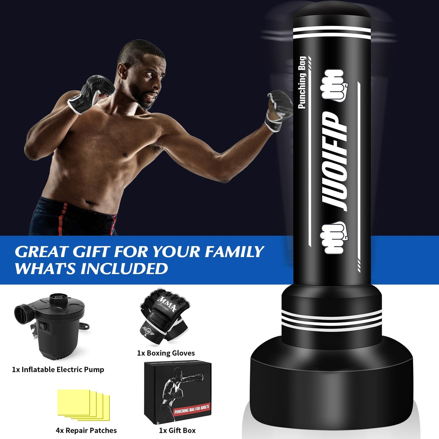 Heavy Punching Bag with Stand Adults Teens, 70" Freestanding Punching Bag with Boxing Gloves and