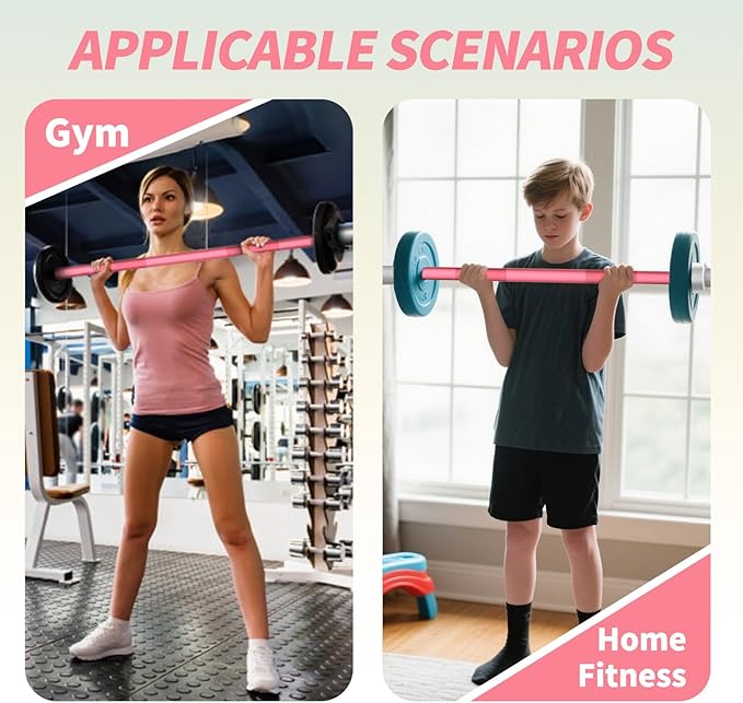 Egles Kids Barbell 5.5LB Mini Barbell Bar 4ft for Kid Women & Beginners Weighted Bar - Compatible with 2-Inch Weight Plates, for Strength Training Gym Weight Lifting, Multi-Color Training Bar