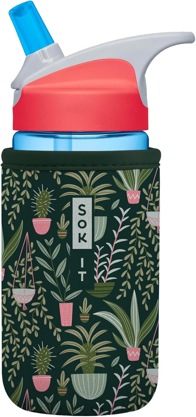 Sok It BotlSok Water Bottle Sleeve Insulated Neoprene Cover (Green Living, Fits 12oz CamelBak or Nalgene)