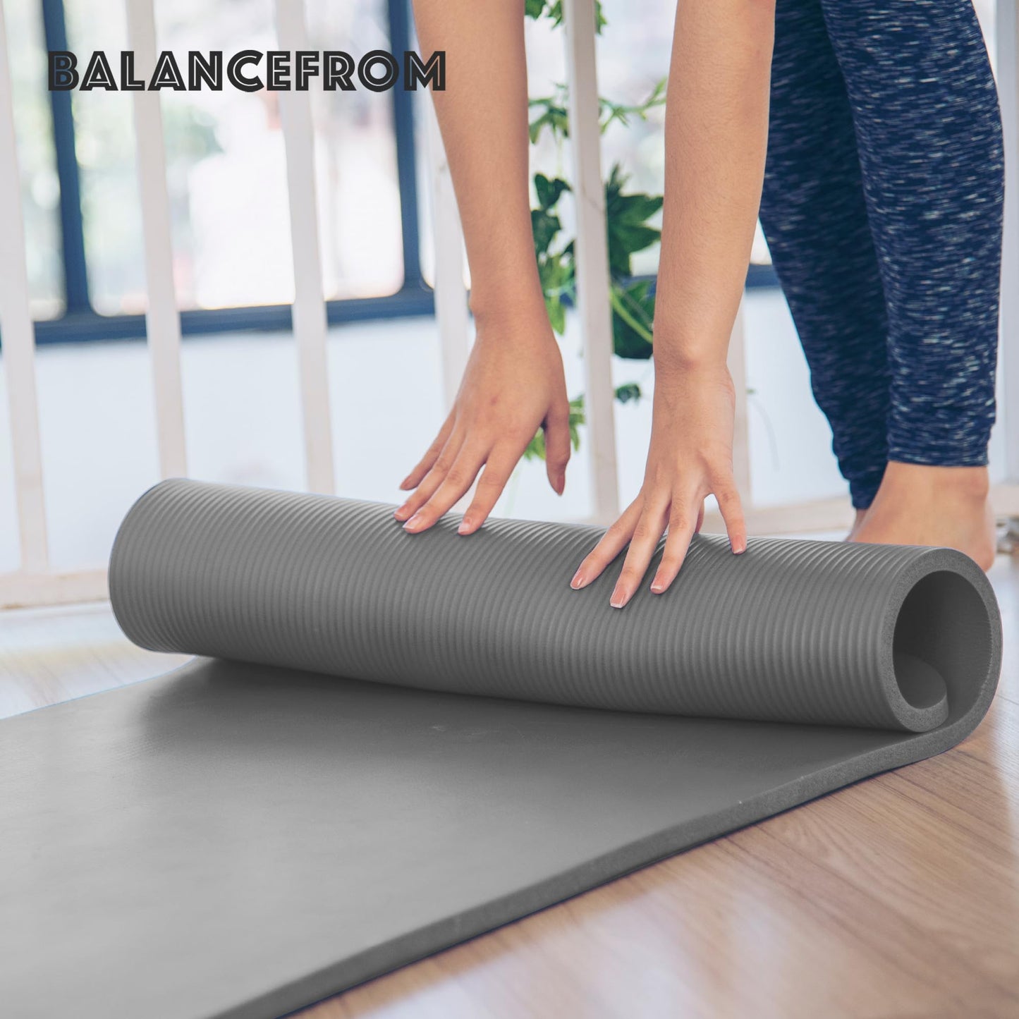BalanceFrom 1-inch Thick 71x24 Inches Extra Thick Exercise Yoga Mat, Gray