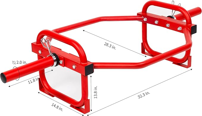 Olympic 2-Inch Hex Weight Lifting Trap Bar for Strength Training, 500-Pound Capacity, Safety Clips, Home Gym for Shoulder Presses, Shrugs, Back Rows