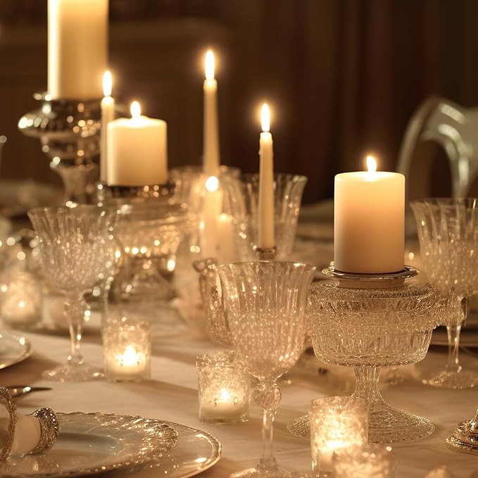 12 White Pillar Candles, 3x4 Inches Unscented Pillar Candles for Home,Wedding,Church, Dripless and Smokeless Table Candles Pillar, White Candles for Party, Relaxing, Approx 50 Hours Long Burning Time