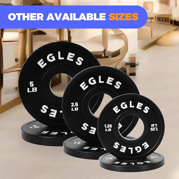 Egles Change Plates Set 1.25LB, 2.5LB, 5LB - Rubber-Coated Weight Plates in Pairs, Olympic Bumper Plates, Color-Coded, IWF Standard, Fit 2-Inch Barbells Strength Training Weight Plates Gym & Fitness
