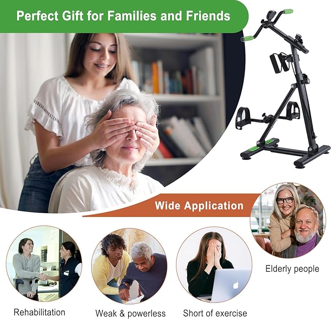 Pedal Exerciser Bike for Seniors, Hand Arm Leg and Knee Physical Therapy Peddler Exercise Equipment, Elderly Recovery Home Exercise Bike for Total Body, Upper and Lower Limb Trainer