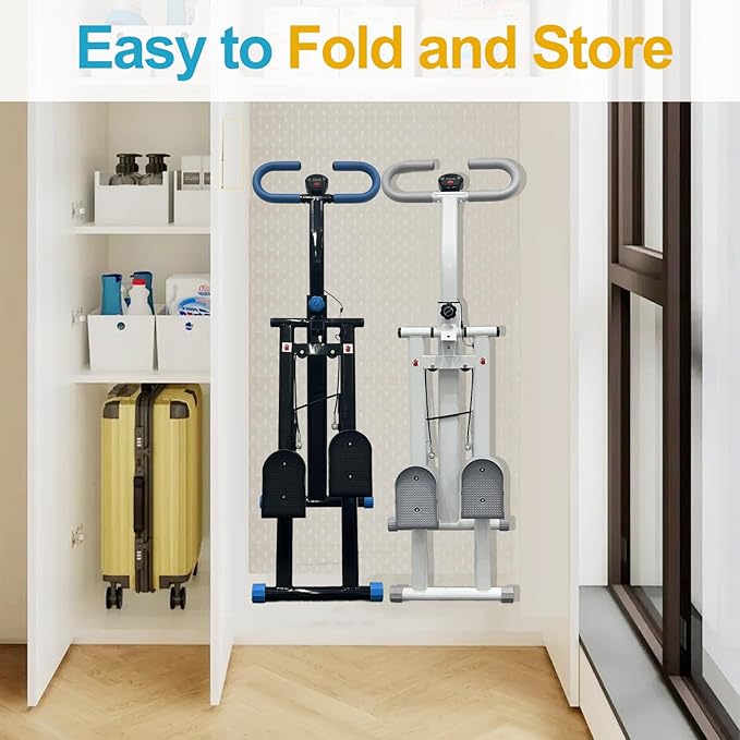 Stair Stepper for Home Vertical Climber, Foldable Full Body Exercise Aerobic Climbing Machines, Mountaineering Fitness Equipment with Adjustable Handles