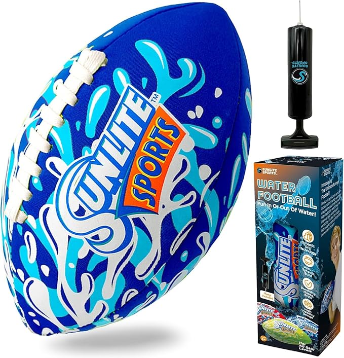 Sunlite Sports Waterproof Football for Lawn Backyard Pool Beach Lake Park Water Toy, Outdoor Play, for Kids Children Teens Adults, Family Fun