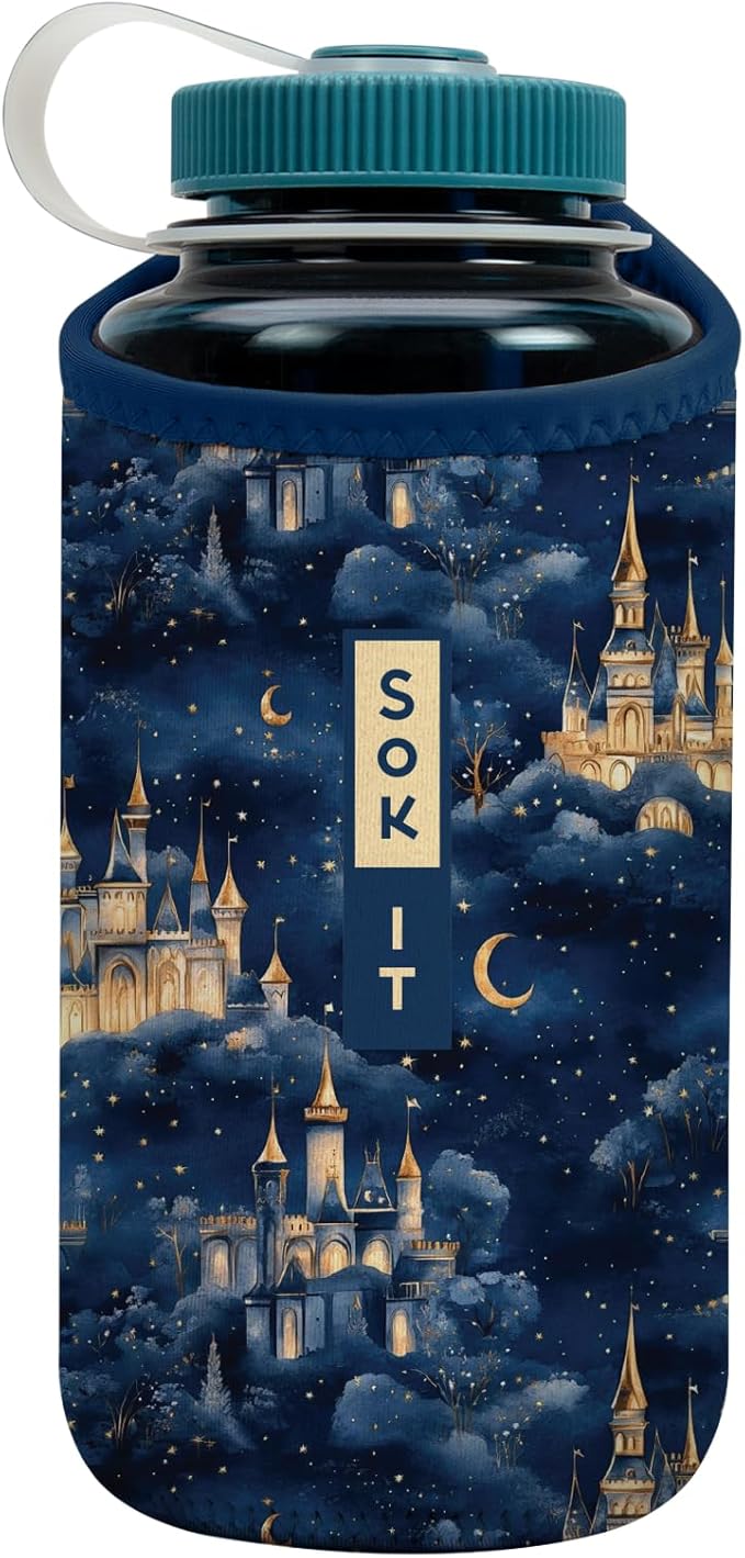 Sok It BotlSok Water Bottle Sleeve Insulated Neoprene Cover (Castle in the Sky, Fits 32oz Nalgene)