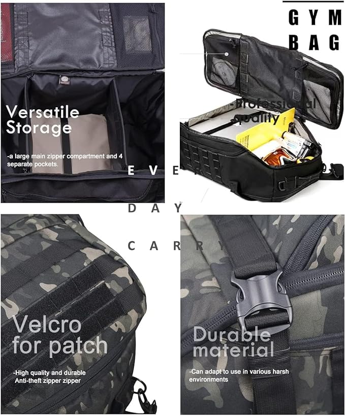 3 In 1 Military Backpack Travel Duffle Bag for Weekender Gym Traveling Workout Deployment