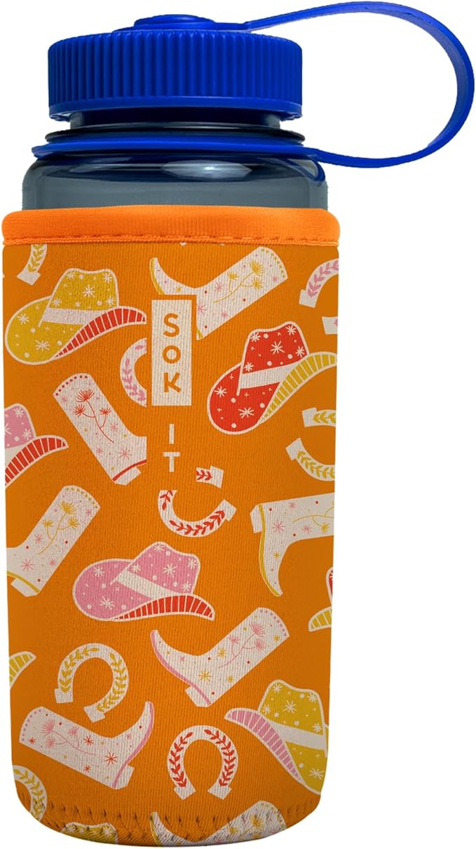 Sok It BotlSok Water Bottle Sleeve Insulated Neoprene Cover (Cowgirl Couture, Fits 16oz CamelBak or Nalgene)