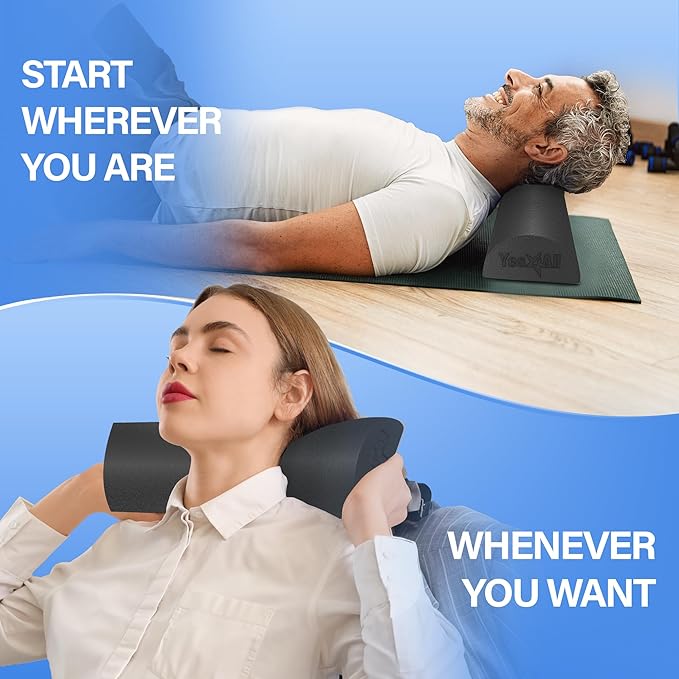 Yes4All Medium Firm Half Foam Rollers for Post-Workout Relaxation, 12/18/24/36 inch PE Foam Roll for Back Massage & Yoga Exercise