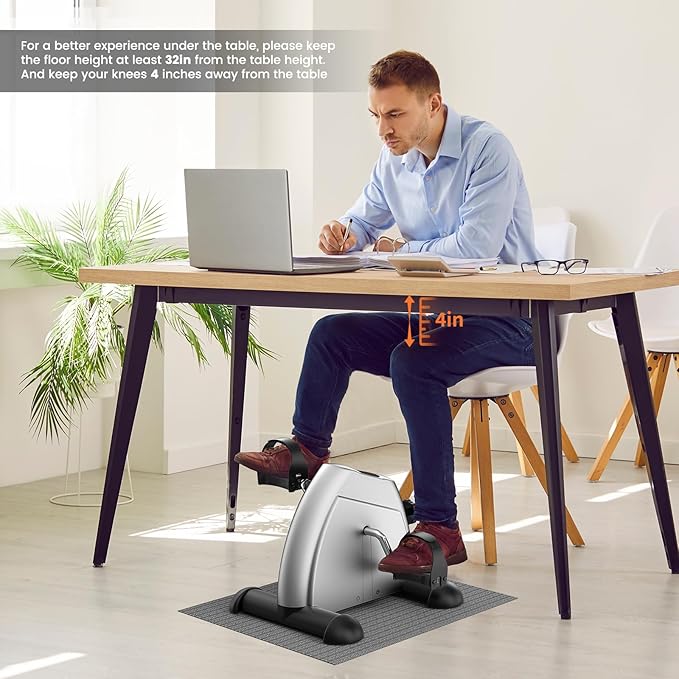 Sportneer Under Desk Bike Pedal Exerciser: Mini Exercise Bike Portable Peddler Sitting for Seniors with LCD Display Arm & Leg Bike Pedals Exerciser with Anti-Skid Mat for Home Office