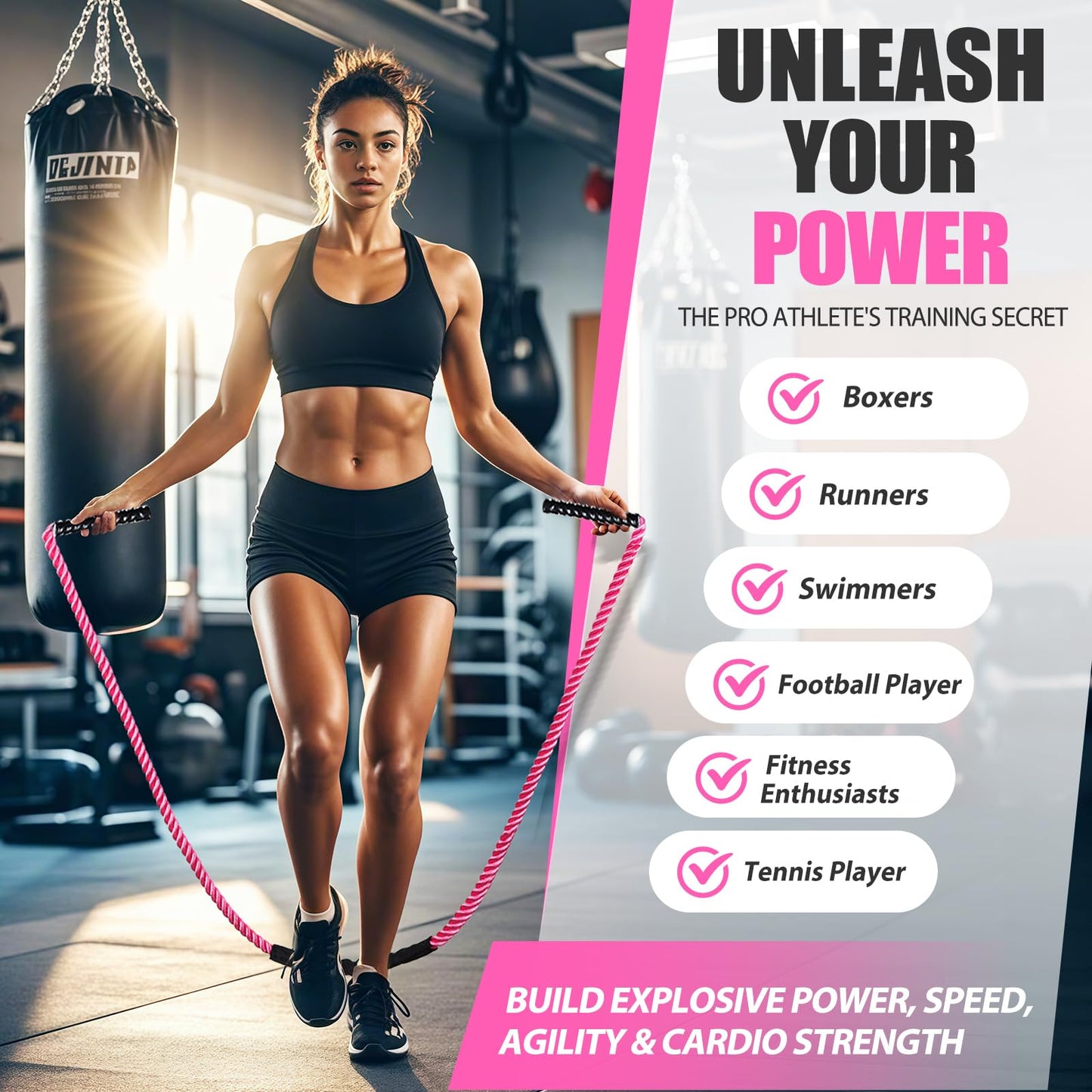 KUZARO Jump Rope, Weighted Jump Rope for Women, Heavy Jump Ropes for Fitness, Home Gym Exercise