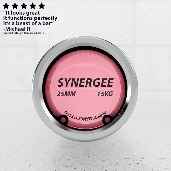 Synergee Regional Olympic 20kg Men’s and 15kg Women’s Hard Chrome & Black Phosphate Barbells. Rated 1500lbs for Weightlifting and Powerlifting.