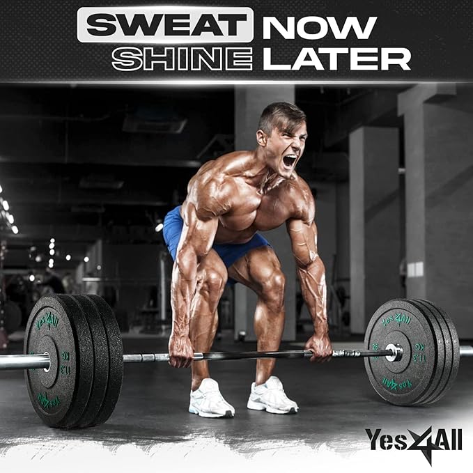 Yes4All 2" Bumper Plate, 10-190 LB Olympic Rubber Weight Plate with Steel Hub for WeightLifting, Strength Training, Home Gym, Less Impact, Absorb Bounce & Shock, Multiple Options