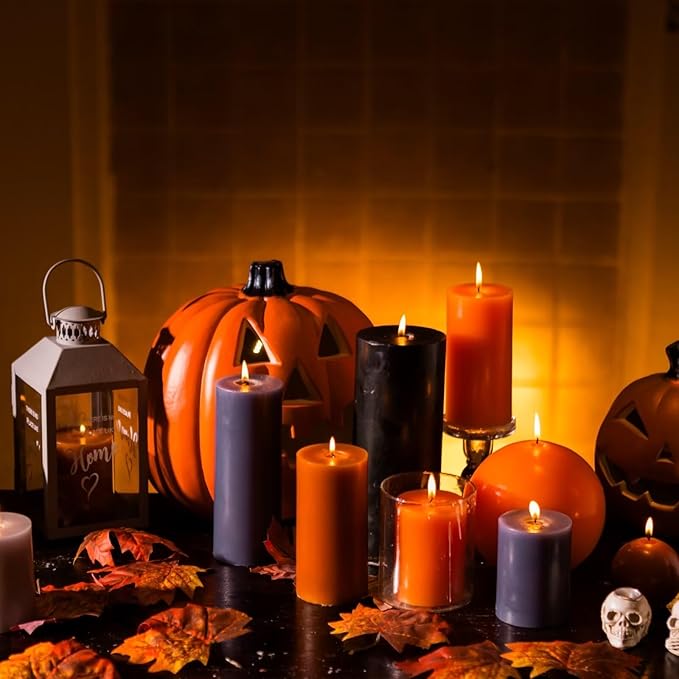 MOZEAL 4" x 10" Extra-Large Burnt Orange Pillar Candles (Set of 2), Unscented, Dripless, Smokeless, Long Clean-Burning, Tall 10 inch Large Burnt Orange Pillar Candles for Fall and Thanksgiving Decor