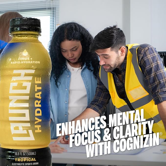 Sports Drink 12-Pack – Tropical Flavor – Real Cane Sugar, 3x Electrolytes, Cognizin for Focus, Natural Juice, No Artificial Dyes – Trusted by Perfect Game