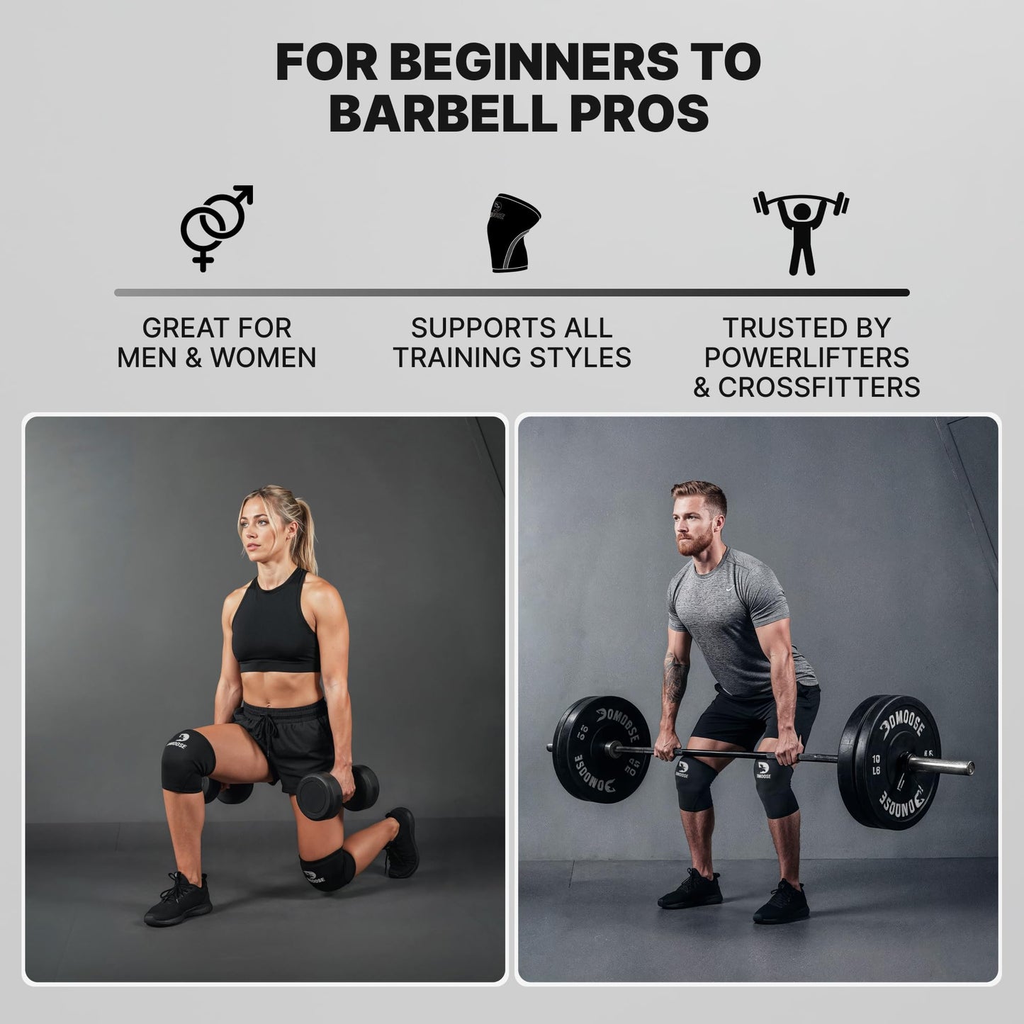 DMoose Fitness Knee Sleeves for Weightlifting (Pair) 78" Knee Wraps for Squats, Powerlifting &