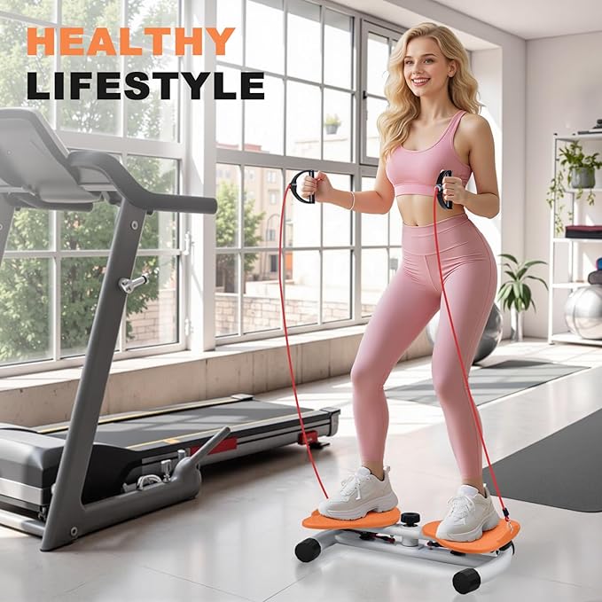 Waist Twister Machine, Ab Twister Board with Resistance Bands - 300 lbs Capacity Home Exercise Equipment for Belly Fat, Core Workout - Noiseless & Anti-Slip for Women/Men