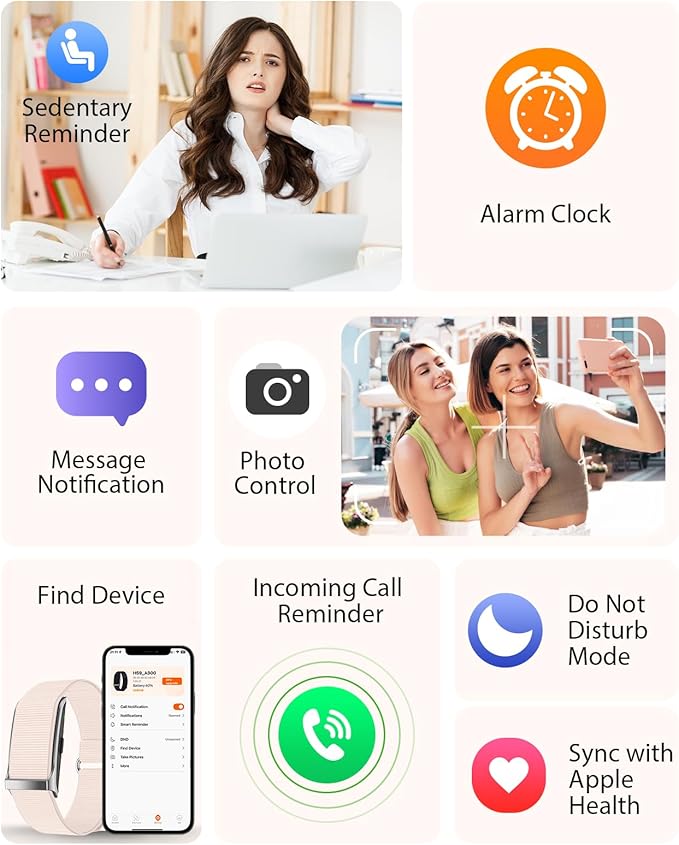 Smart Bracelet, Wearable Activity & Fitness Tracker Band, 24H Sleep Tracker, All-Day Continuous Heart Rate Blood Pressure Stress HRV Monitor, 170+ Sport Modes Smart Wristband with 2 Bands, Free APP