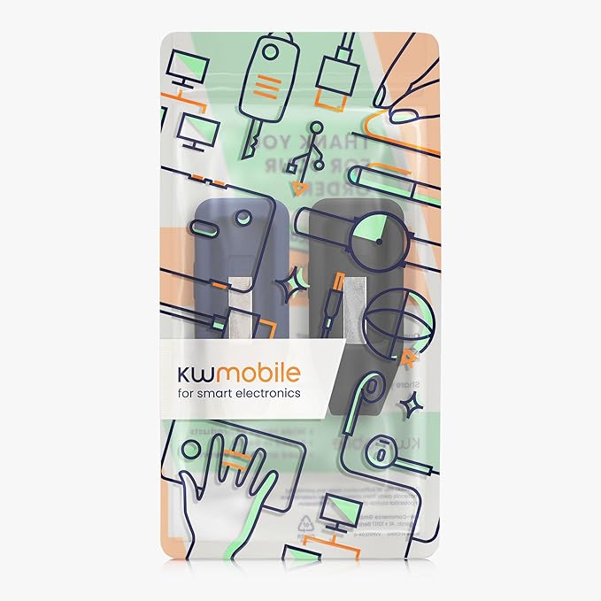 kwmobile 2X Clip Holders Compatible with Huawei Band 10/9 / 8 - Clip-On Holder Replacement Set - Black/Dark Blue