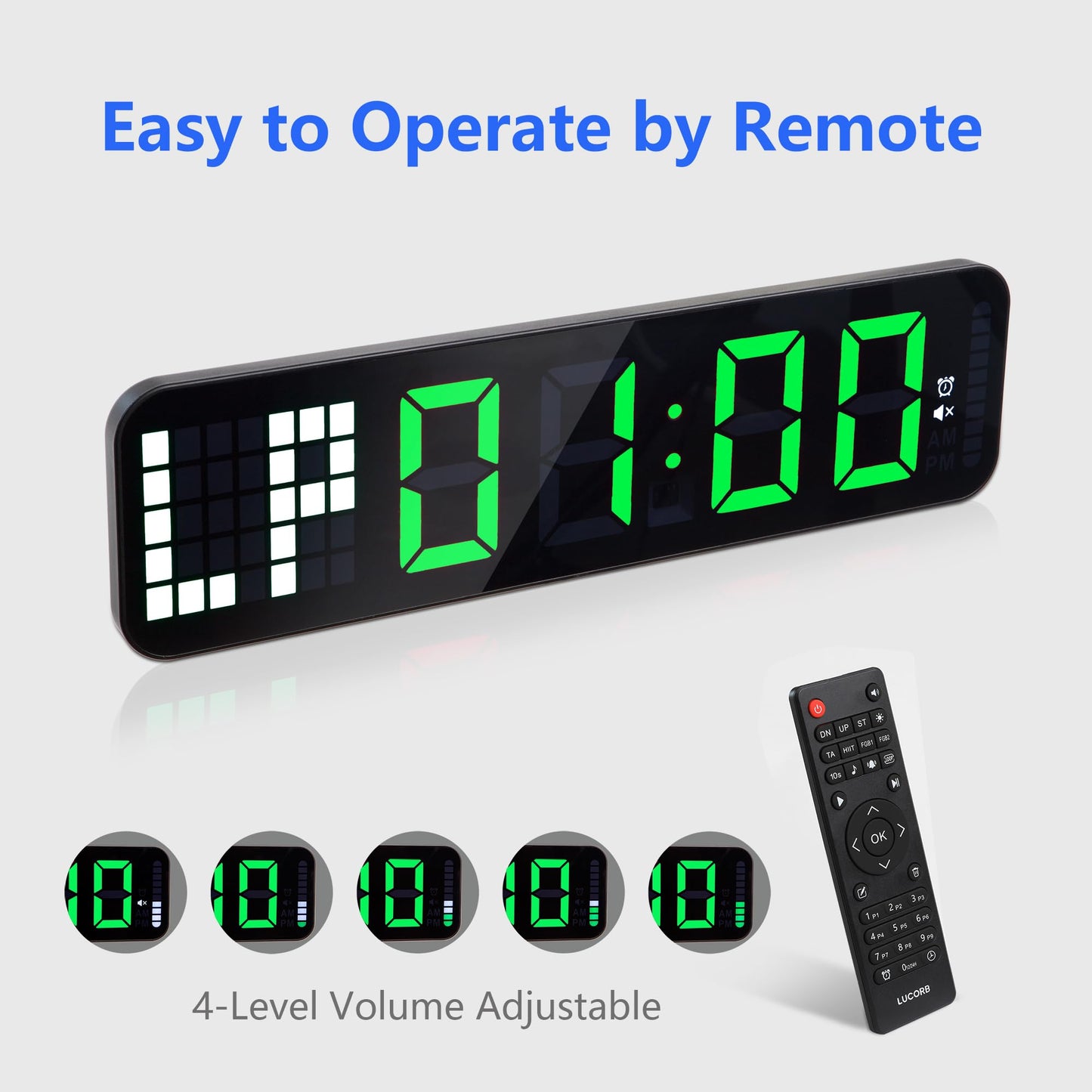 Gym Timer 15'' Large Wall Clocks for Home Gym, Interval Workout Countdown Clock Remote Control for