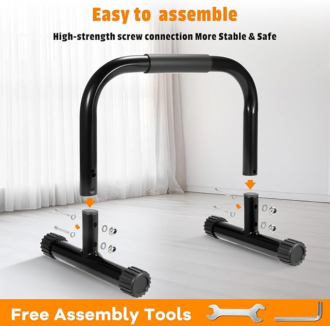 AmazeFan Parallettes Bars, High Steel Push Up Bar Strength Training For Handstands, Calisthenics Bars & Dip Bars, Calisthenic, Push Up Stands Handle for Floor Workouts Calisthenics Equipment 